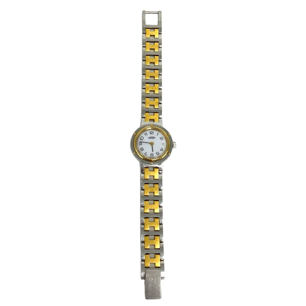 HERMES Vintage Clipper Stainless Steel GP Quartz Wristwatch, Silver/Gold, 87154 — Good