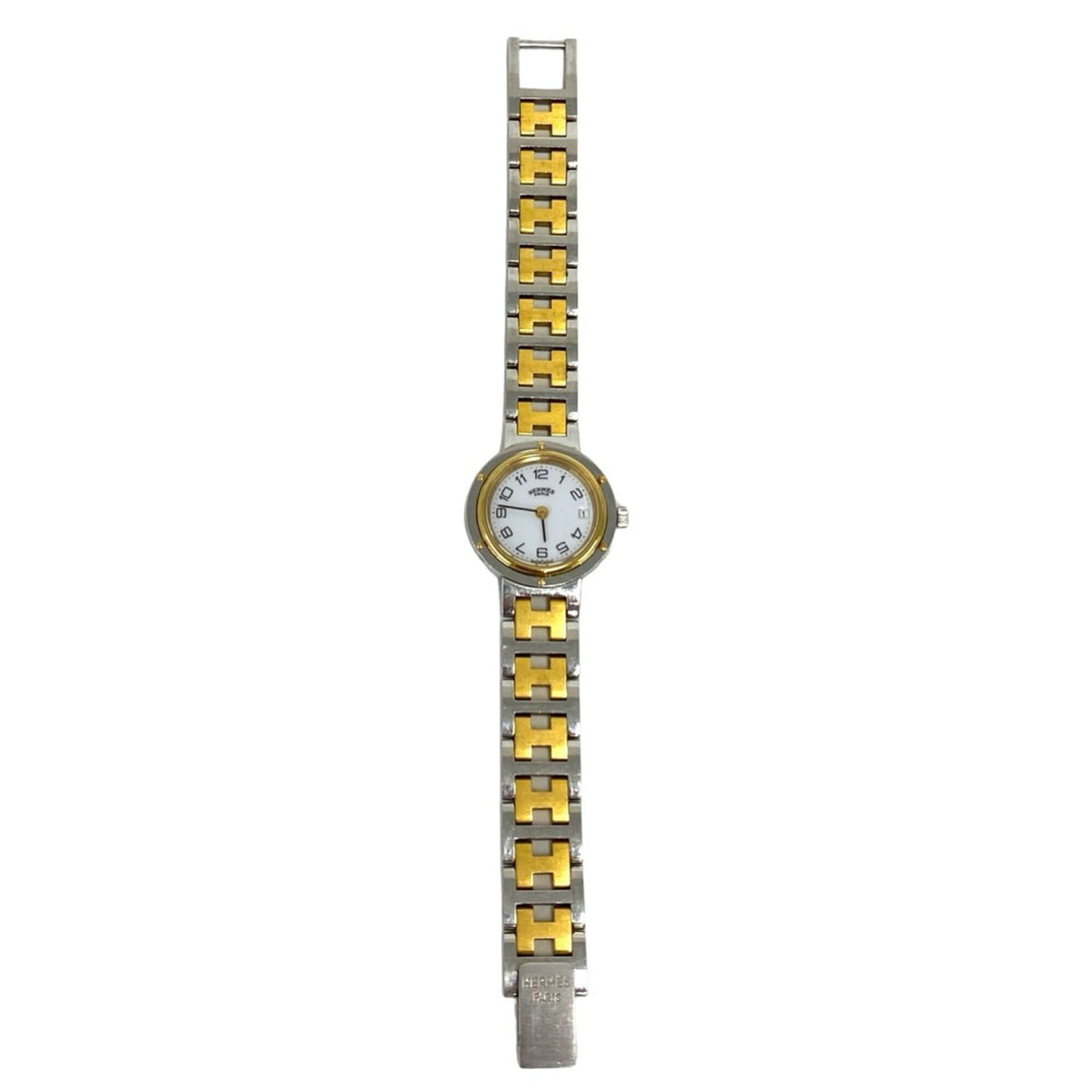 HERMES Vintage Clipper Stainless Steel GP Quartz Wristwatch, Silver/Gold, 87154 — Good