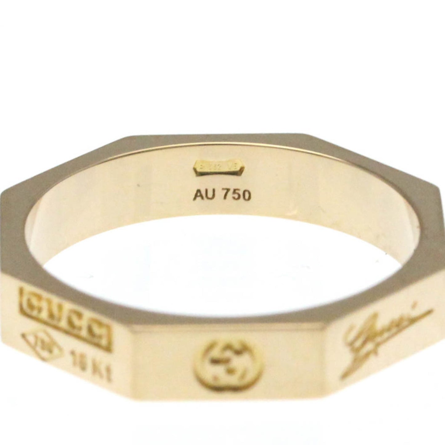 Gucci Octagonal Ring Pink Gold (18K) Fashion No Stone Band Ring Pink Gold