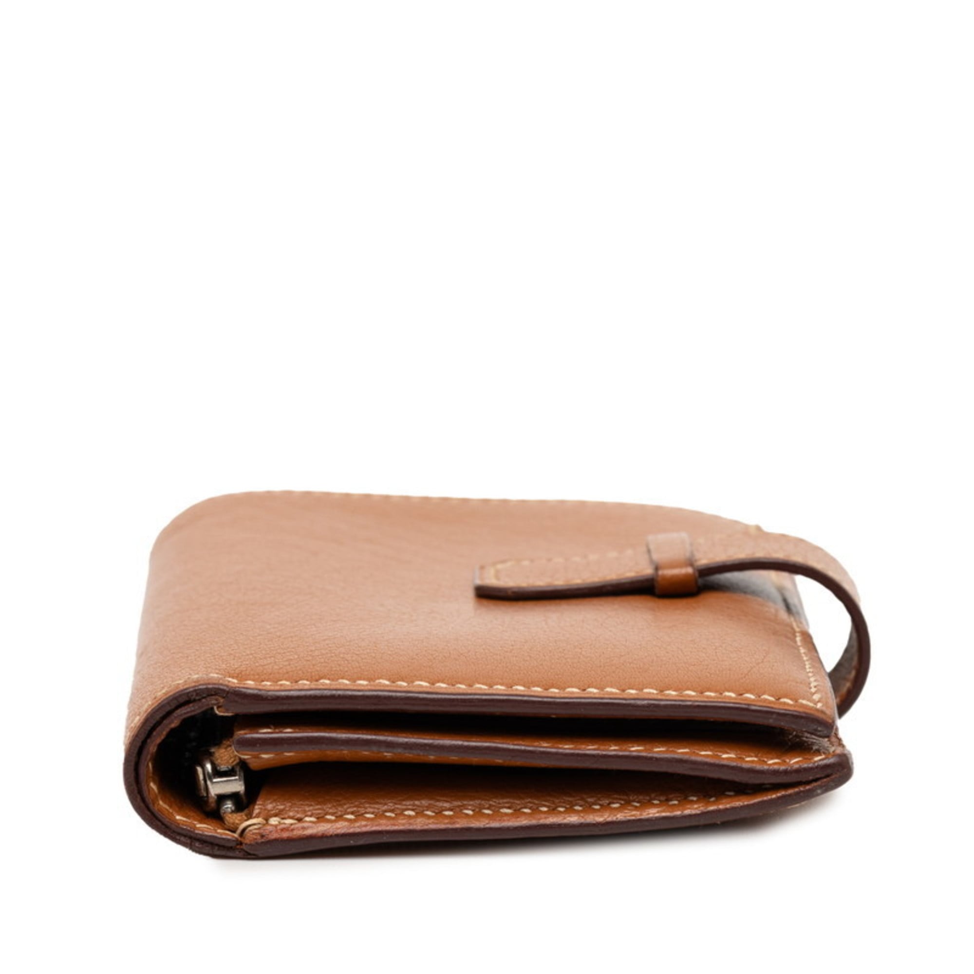 Hermès Jura Bifold Wallet Brown Chevre Women's HERMES