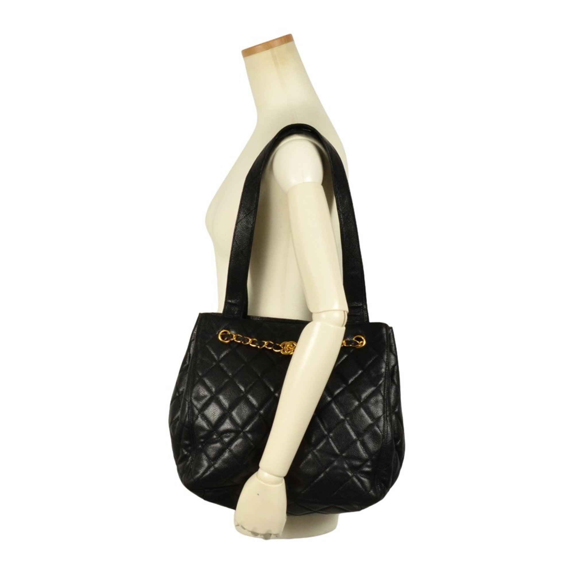 CHANEL Shoulder Bag Caviar Skin Black Turnlock Chain Women's — New - Store Return