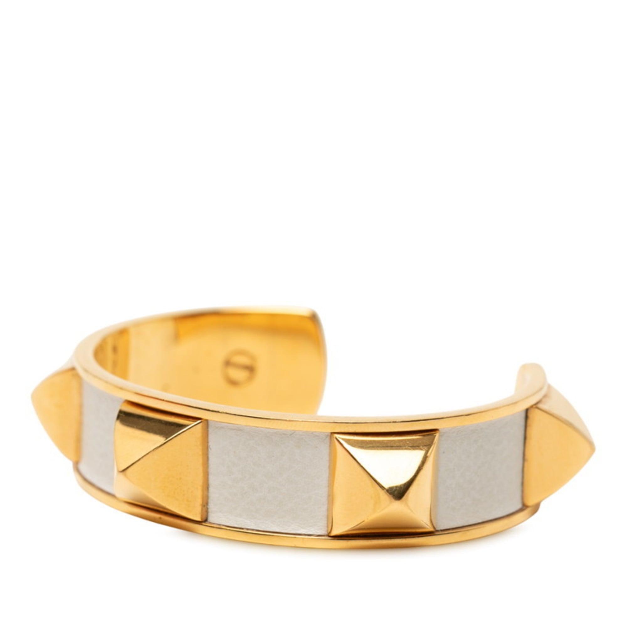 Hermes Medor Bangle in Gold and White Plated Leather for Women