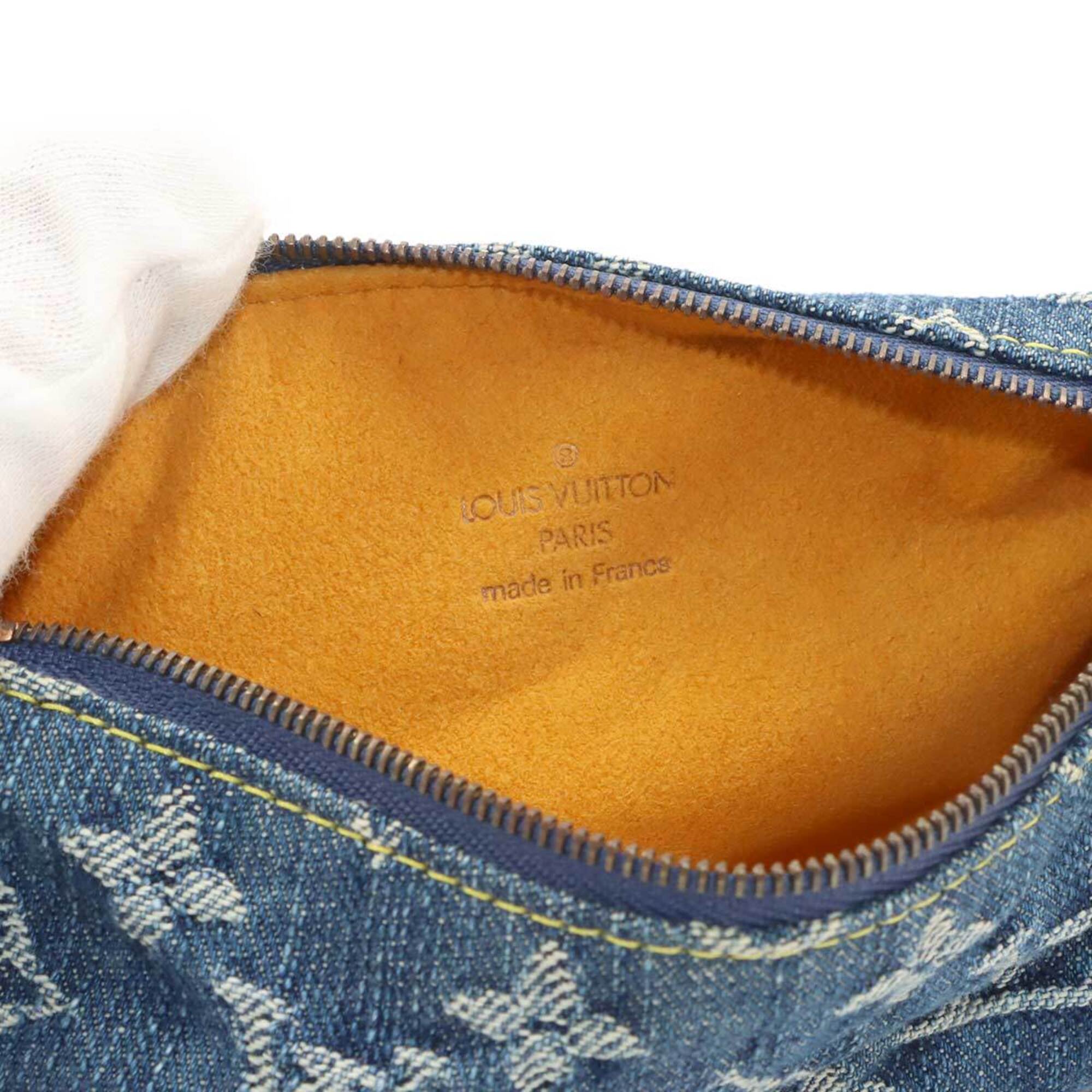 Louis Vuitton Monogram Denim Trousse Speedy GM Handbag Pouch Blue M95081 Gold Hardware — Like New