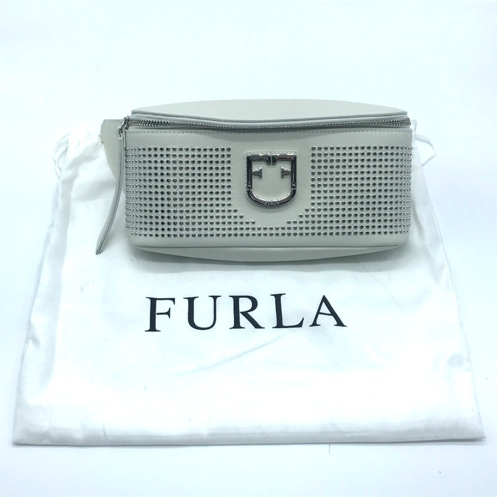 FURLA Studded Isola Chain Waist Bag Body Leather Women's White x — New - Store Return