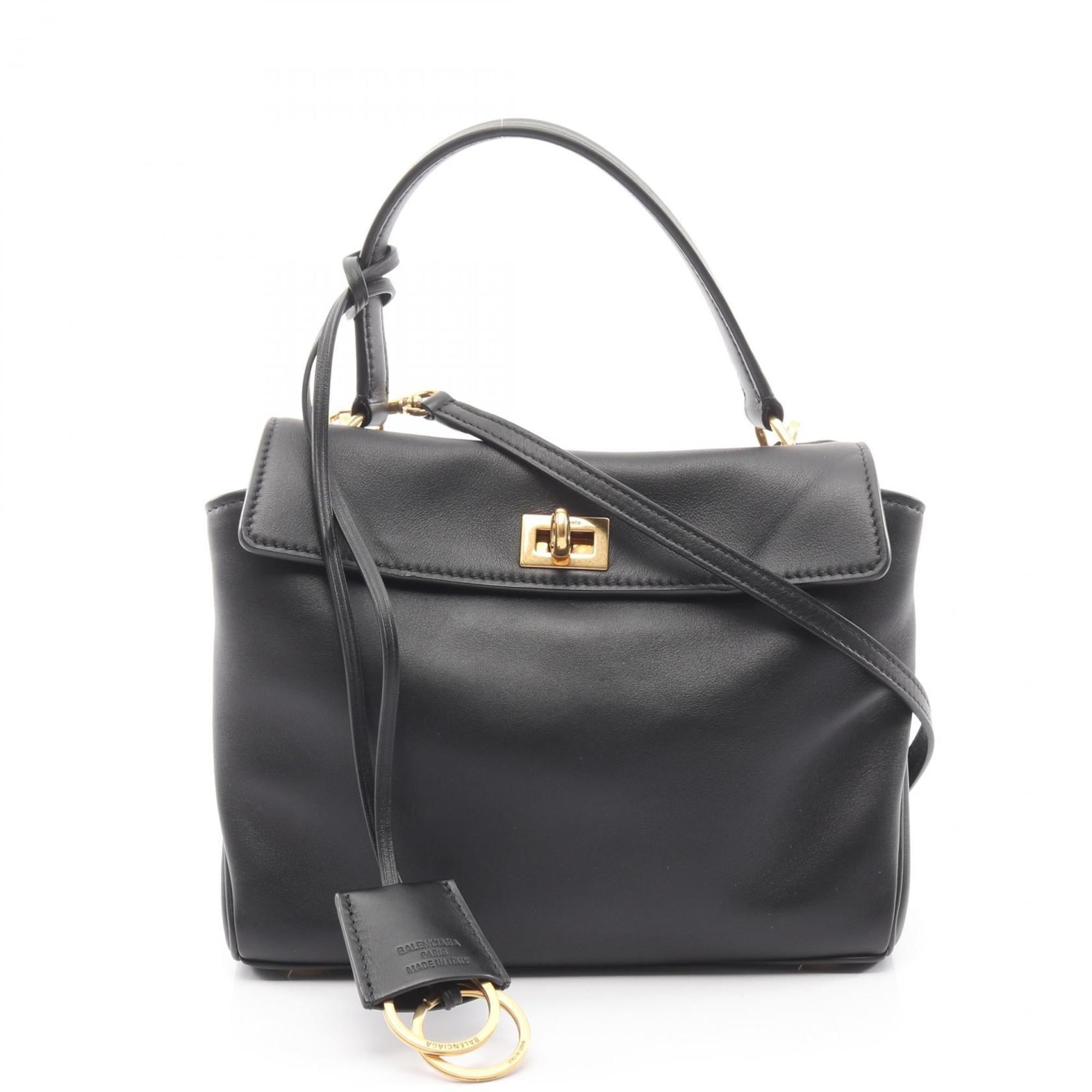 Balenciaga Rodeo Handbag, Leather, Women's, Black, 8437122AA4V1000