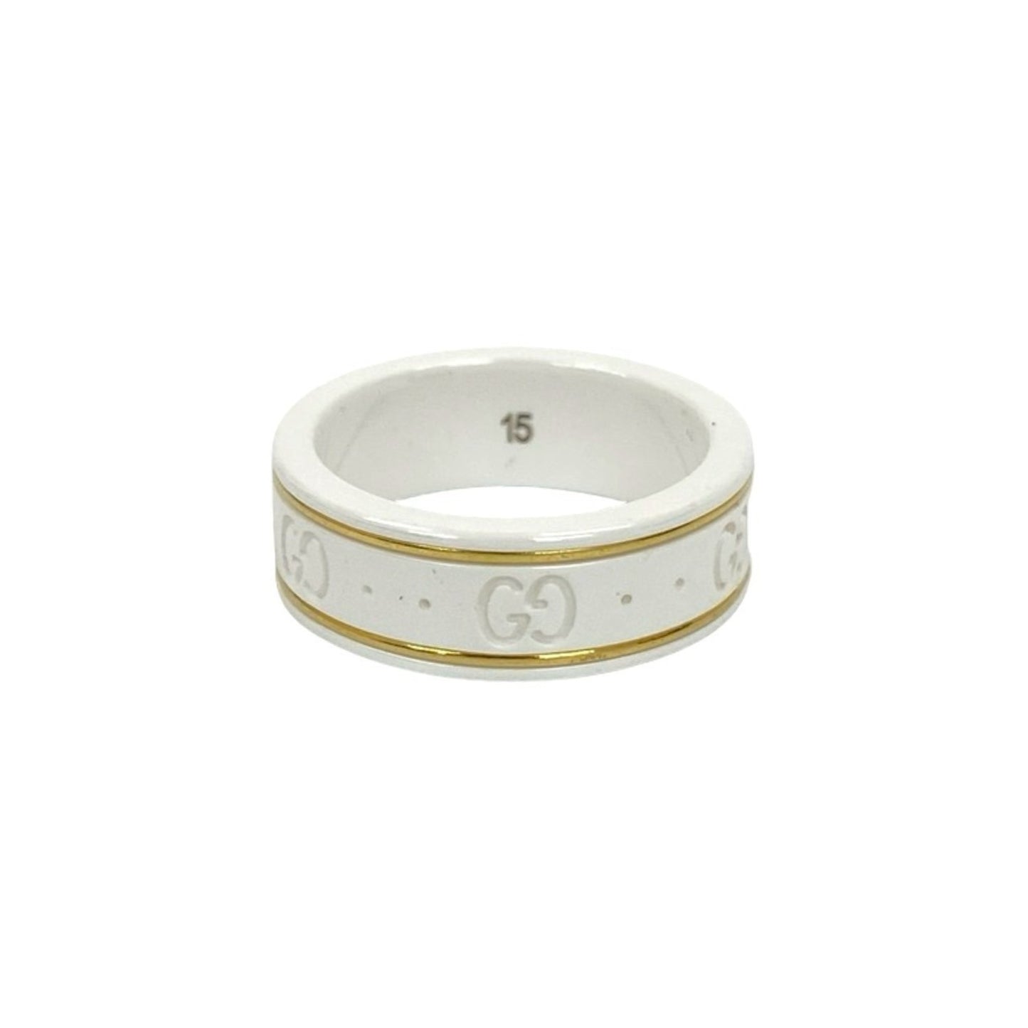 GUCCI Icon Ring GG Logo Motif Ceramic in White Gold 65562