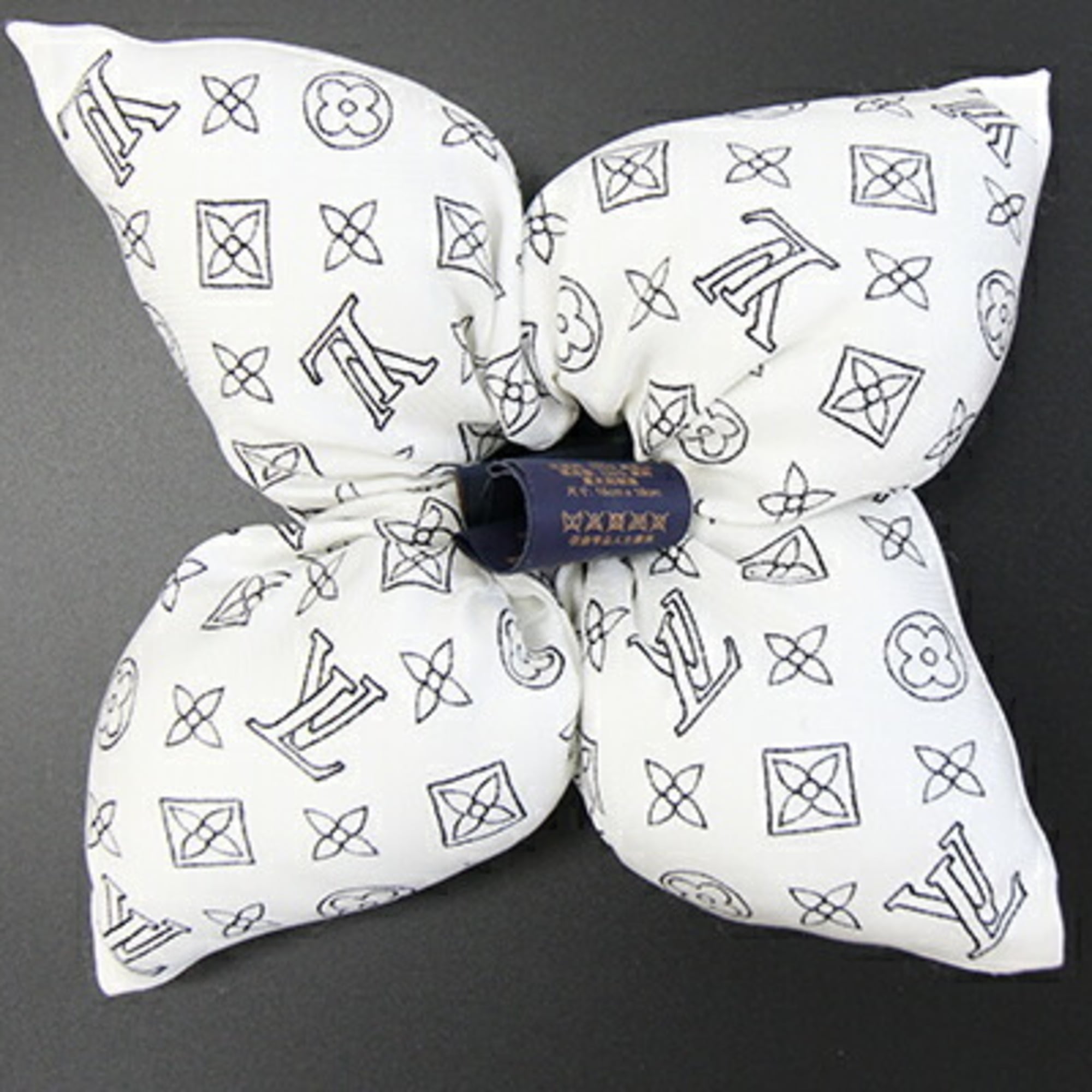 Louis Vuitton Fleur Piqué Scrunchie M96838 White 100% Silk Hair Clip LV Women's LOUIS VUITTON — Like New