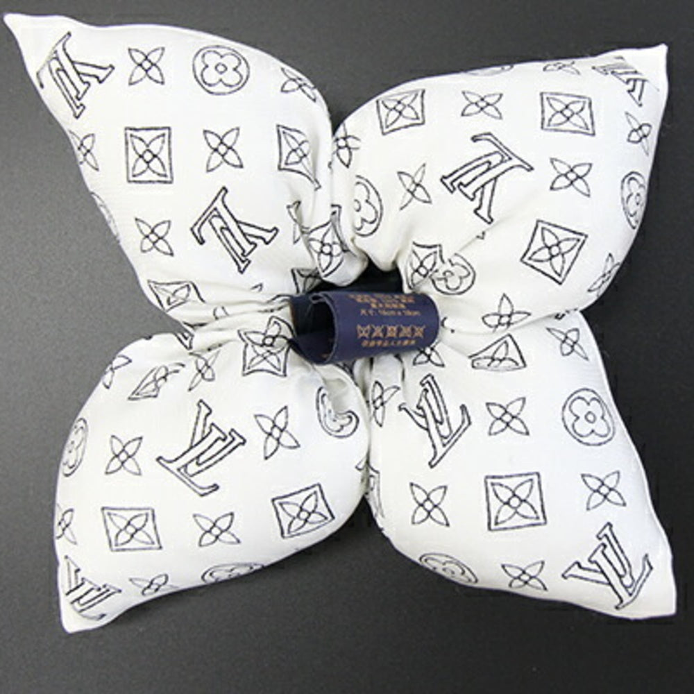 Louis Vuitton Fleur Piqué Scrunchie M96838 White 100% Silk Hair Clip LV Women's LOUIS VUITTON — Like New