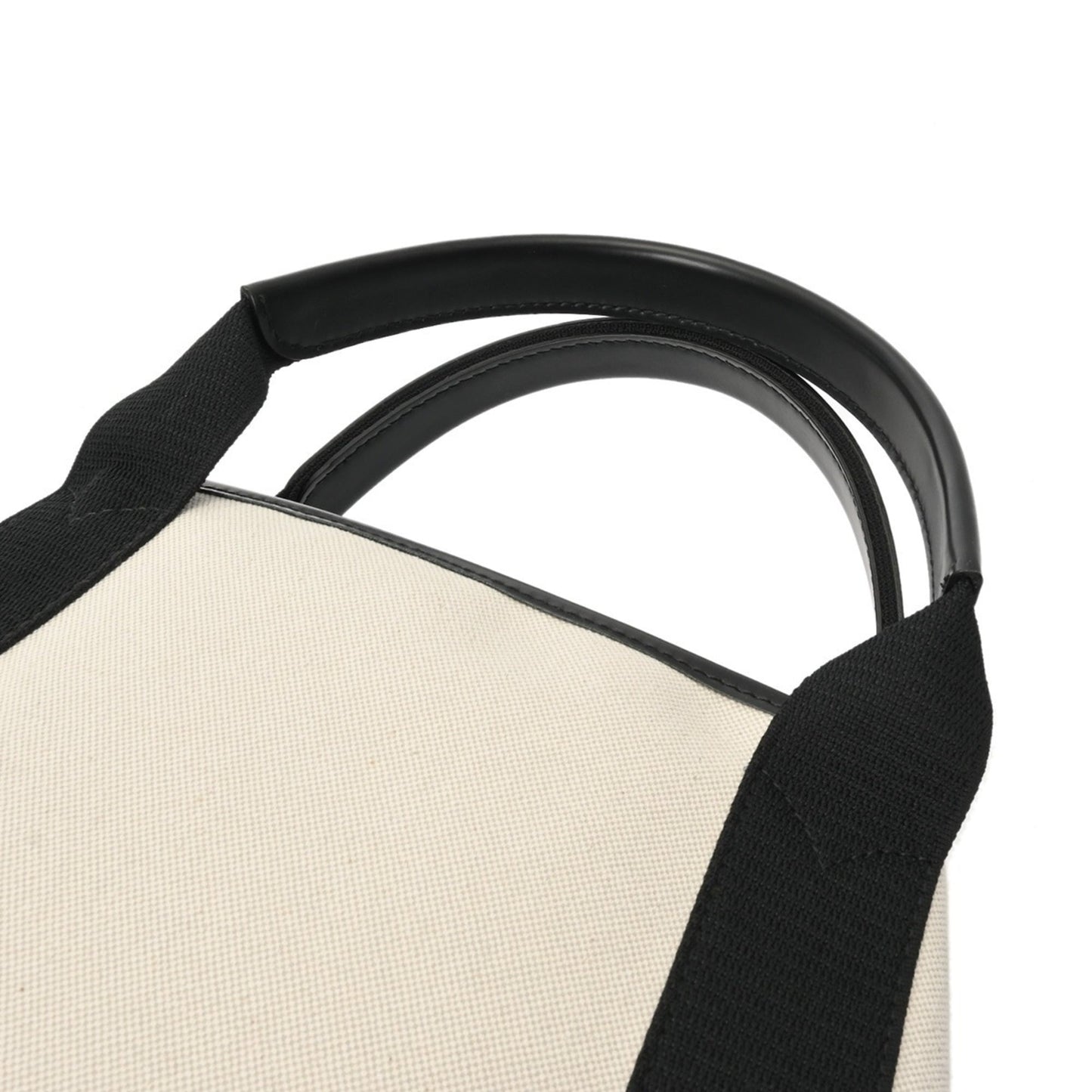 BALENCIAGA Navy Cabas XS 2-Way Handbag in White and Black (390346) - Women's Canvas Leather Pre-owned, Condition: A Ginzo