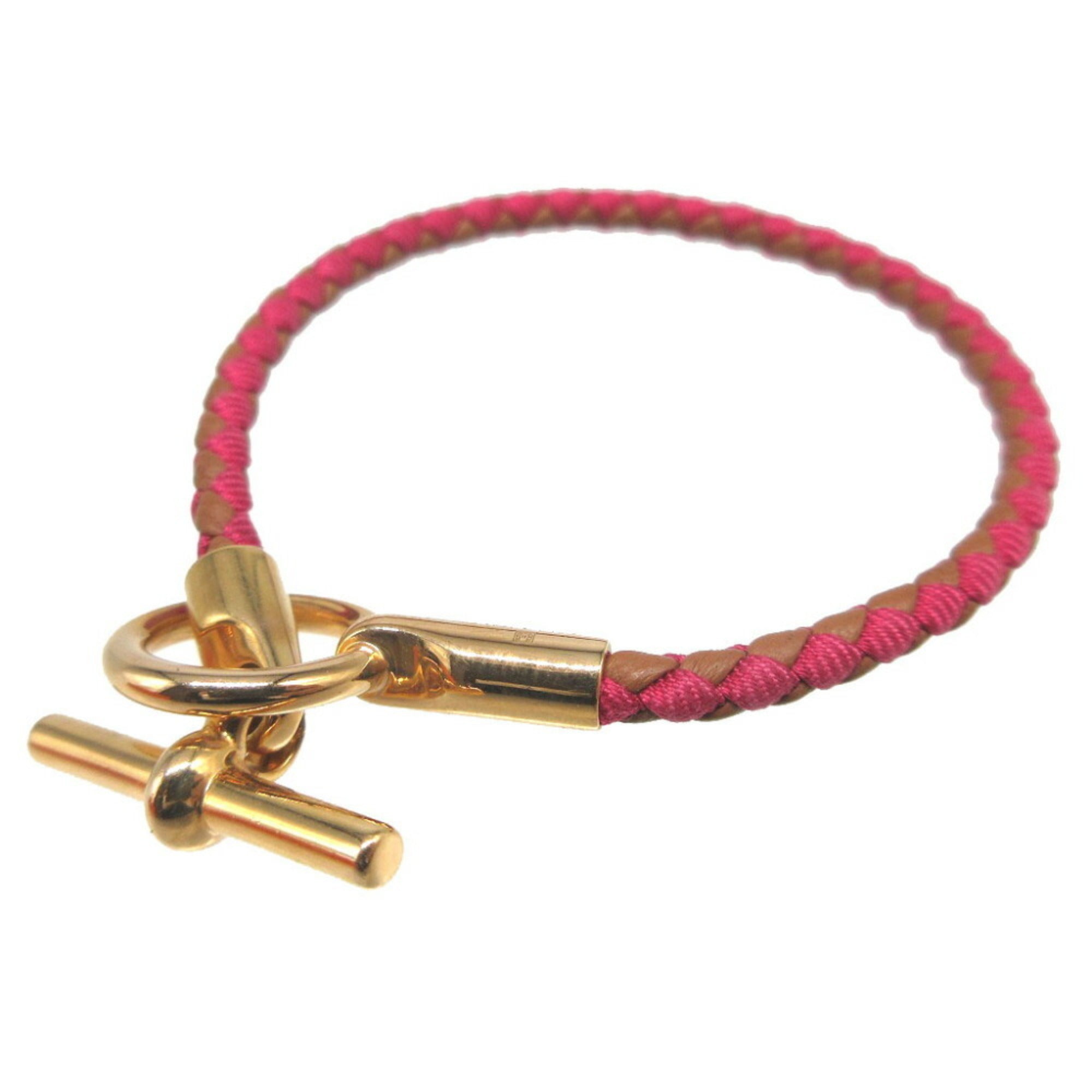 Hermes Leather Canvas Pink Brown Bracelet 0850HERMES — Like New