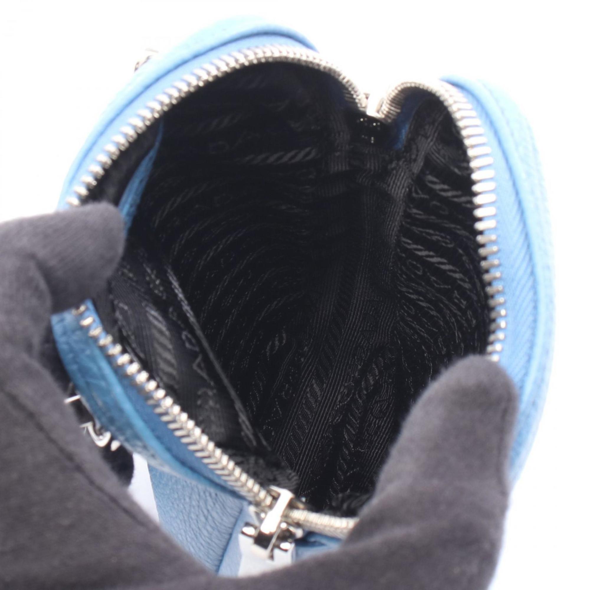 Prada Mini Shoulder Bag, Leather, Men's/Women's, Blue, 1BP027