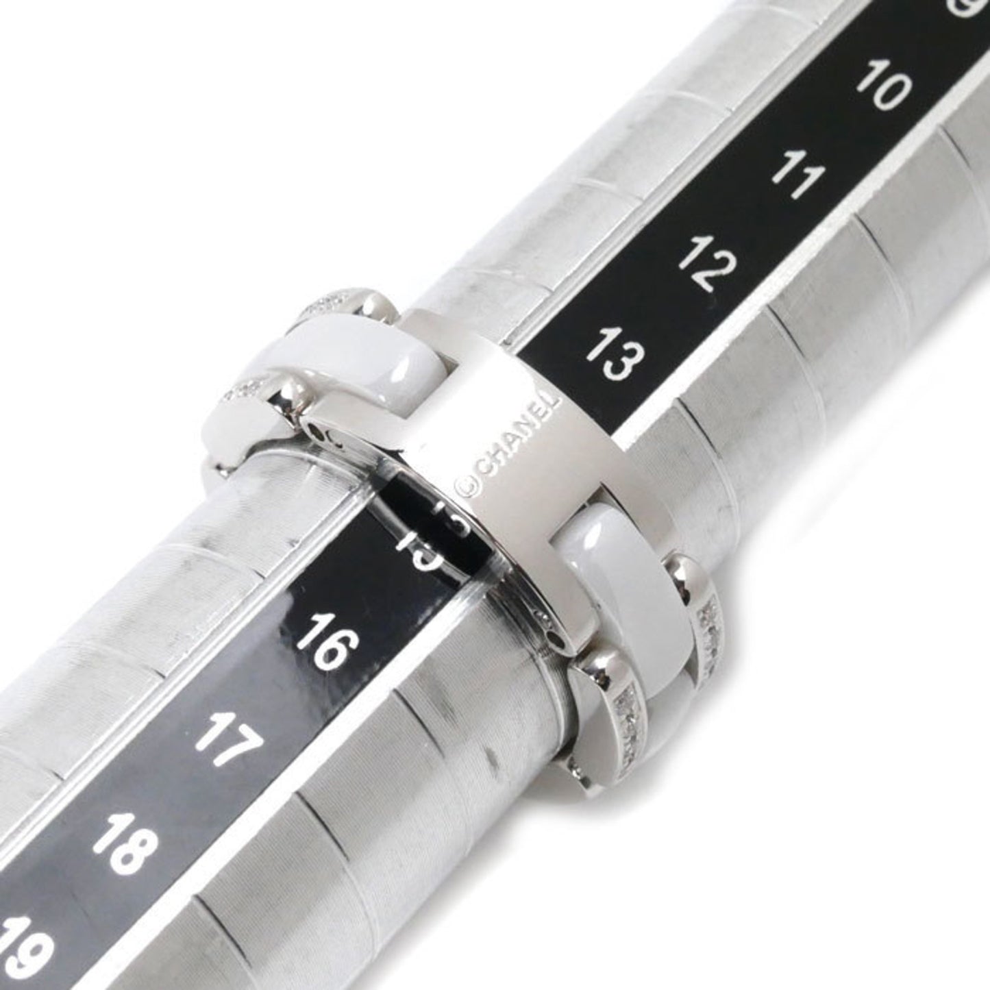 CHANEL K18WG White Gold Ceramic Ultra Collection Medium Ring J2643 Diamond Size 14.5 55 10.7g Women's