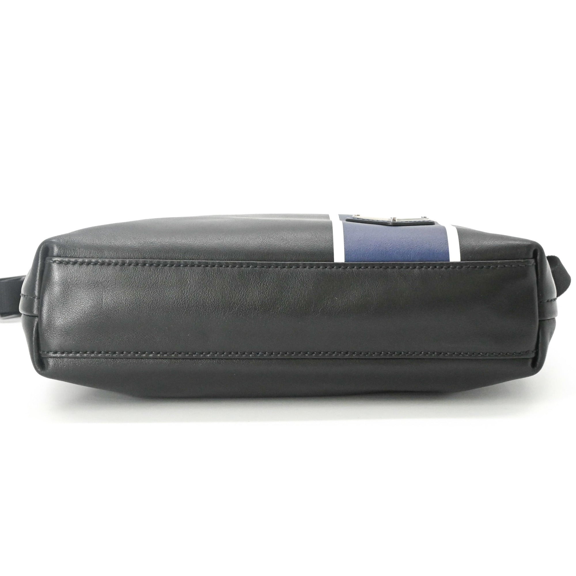 PRADA Prada Shoulder Bag Leather Triangle Black Blue 2VH078 — New - Store Return