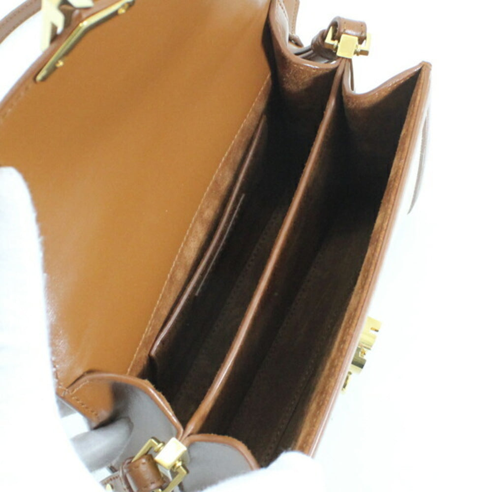 YSL Saint Laurent Cassandra Mini Shoulder Bag, Women's Canvas Brown, KM3046 — Like New
