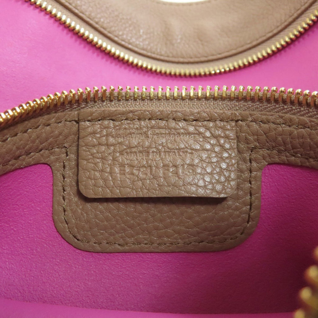 Salvatore Ferragamo Amy Gancini hardware leather tote bag for women.