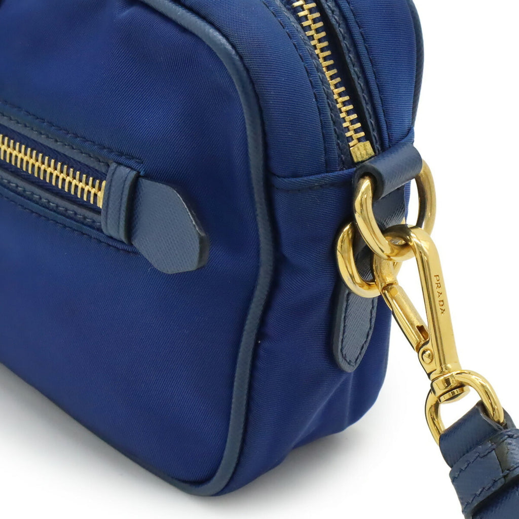 PRADA Prada Triangle Shoulder Bag Pouch Nylon Leather Blue BT0773