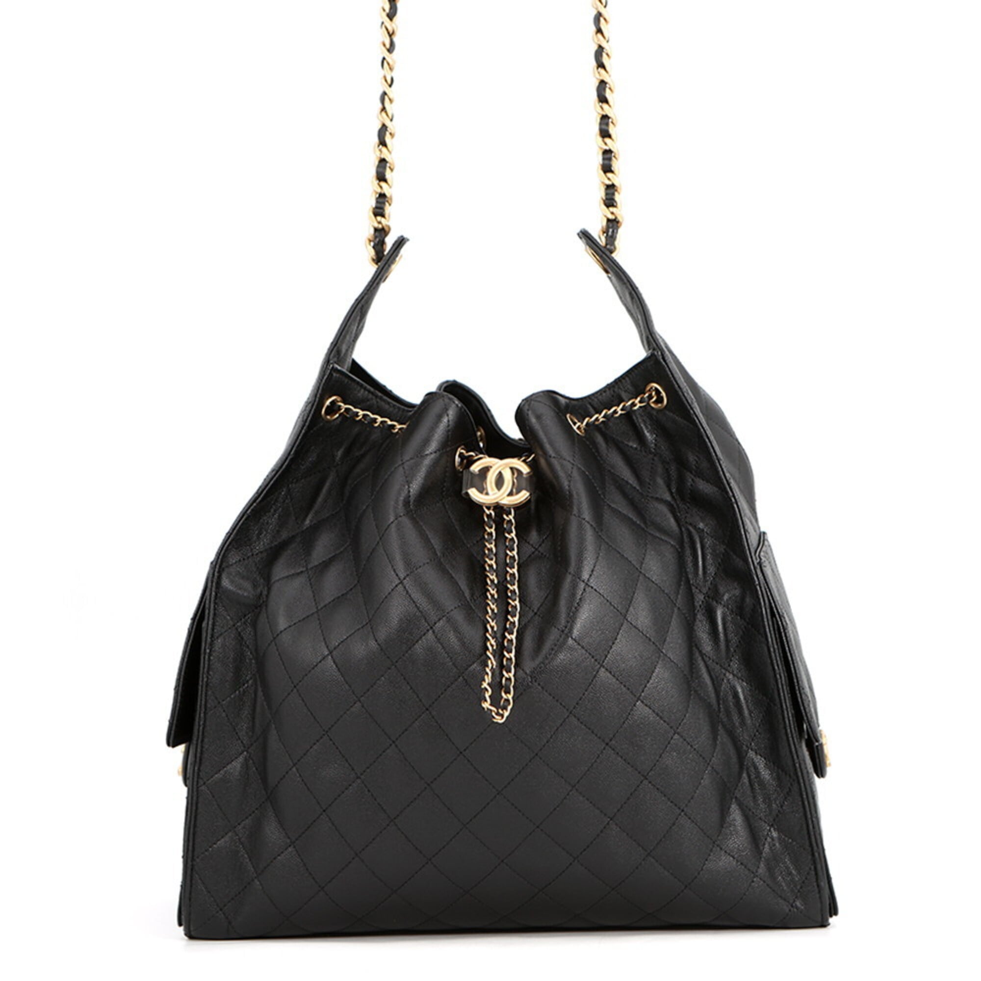 Chanel Chain Shoulder Bag CHANEL25 Large Coco Mark Matelassé Caviar Skin AS5553 CHANEL Black Handbag Women's — Like New
