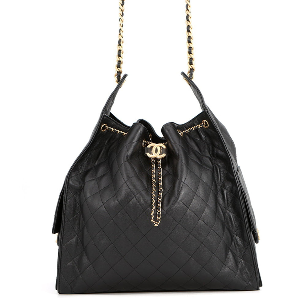 Chanel Chain Shoulder Bag CHANEL25 Large Coco Mark Matelassé Caviar Skin AS5553 CHANEL Black Handbag Women's — Like New