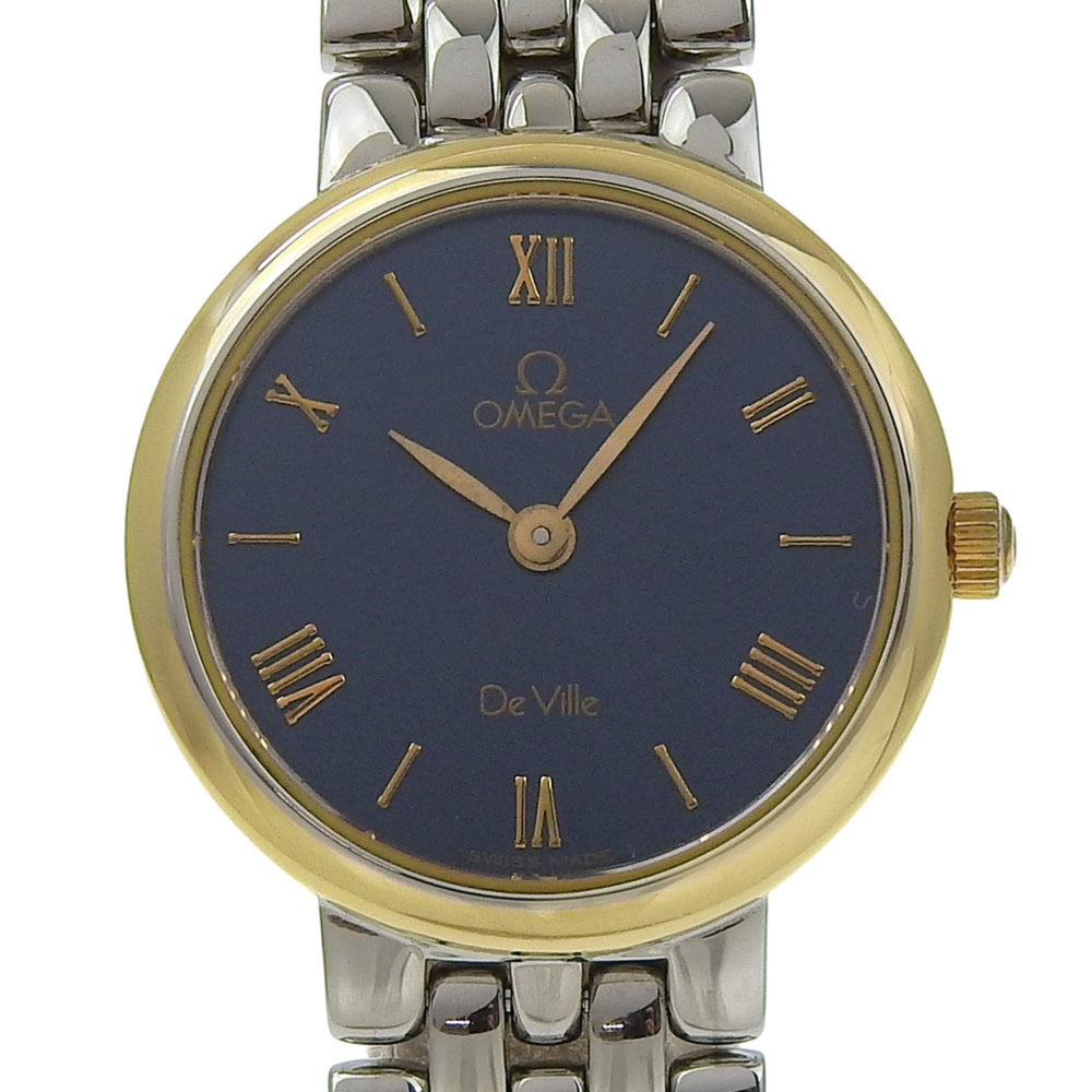 Omega De Ville 7261.83 Stainless Steel Watch, 1993 Model, Quartz, Analog, Black Dial, Ladies' Watch — Good