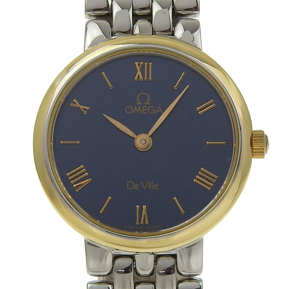 Omega De Ville 7261.83 Stainless Steel Watch, 1993 Model, Quartz, Analog, Black Dial, Ladies' Watch — Good