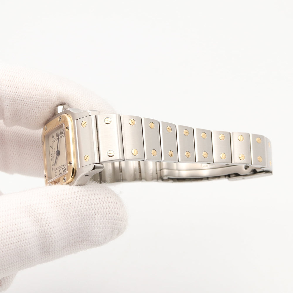 Cartier Santos Galbee SM Watch, 18K (Yellow Gold) Stainless Steel, Ladies, Silver Tone, W20012C4 — Very Good
