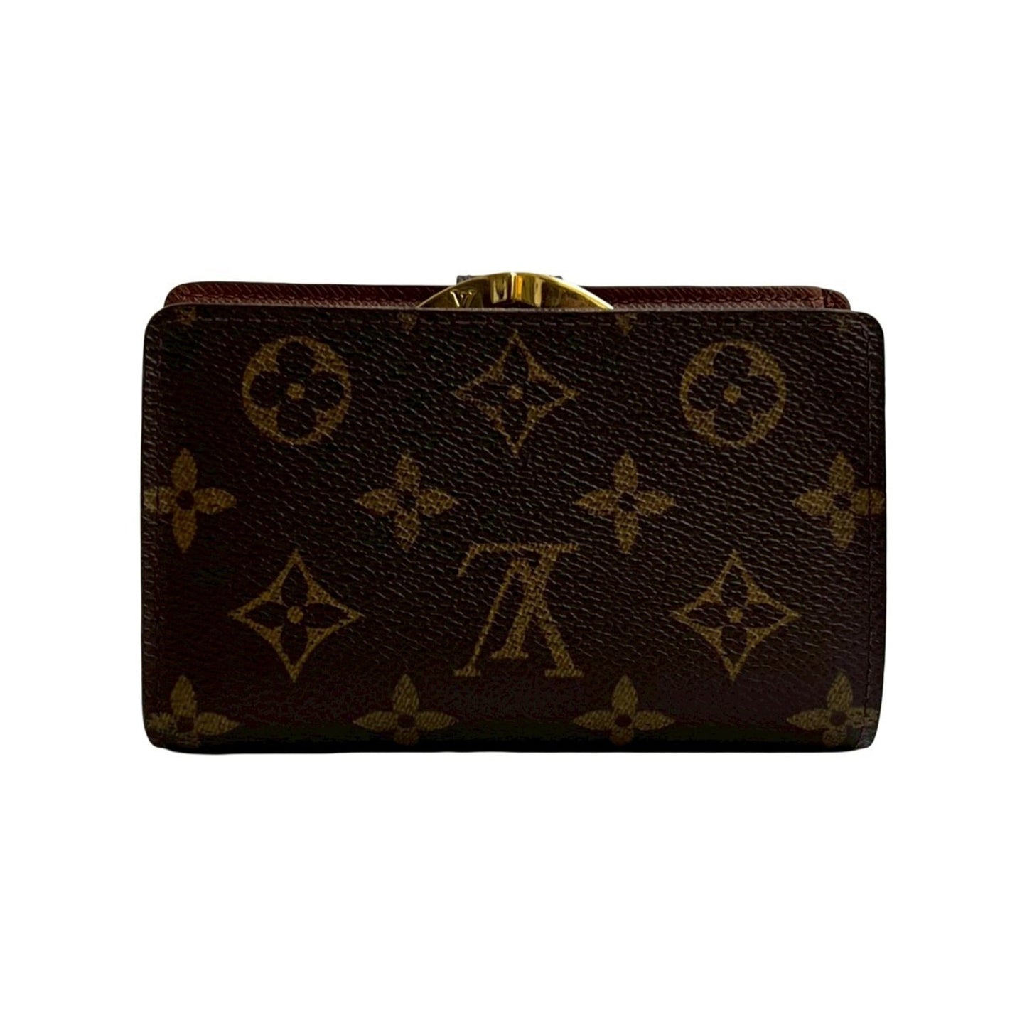 LOUIS VUITTON Louis Vuitton Portefeuille Viennois Monogram Leather Bi-fold Wallet with Clasp Closure, Brown, 34932