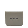 Balenciaga Logo Bifold Compact Wallet 594216 Gray Leather Women's BALENCIAGA