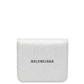 Balenciaga Logo Bifold Wallet 594216 Silver Leather Women's BALENCIAGA
