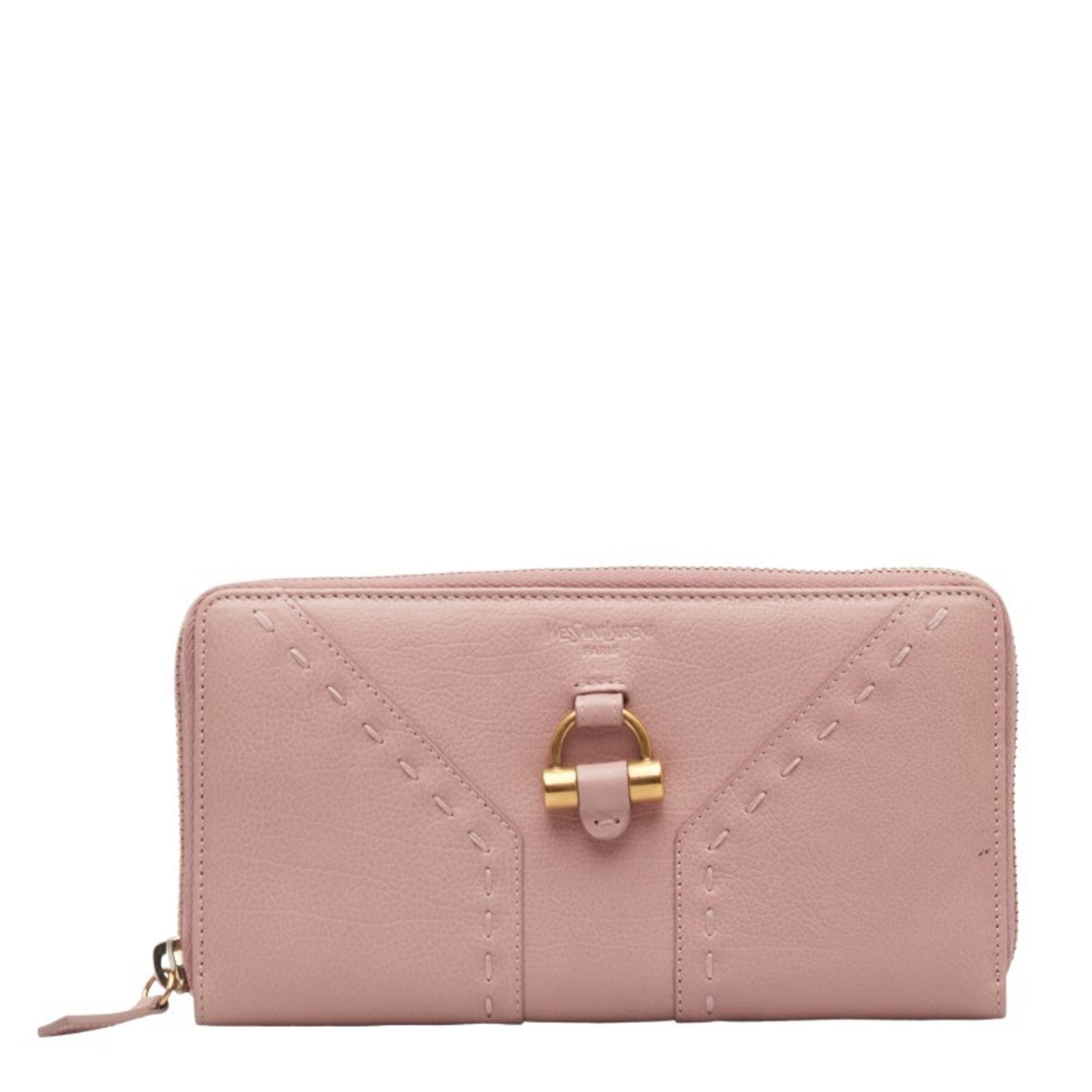 Saint Laurent Muse Round Long Wallet 164570 Pink Leather Women's SAINT LAURENT
