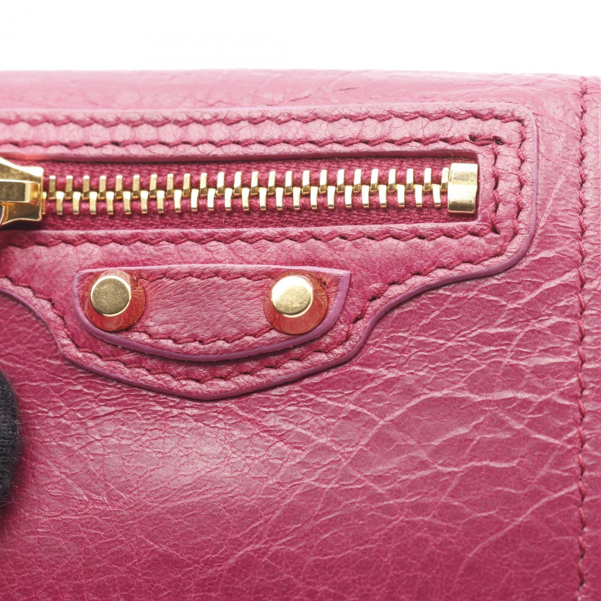 Balenciaga Classic Mini Wallet, Tri-fold Leather Women's, Pink, 477455