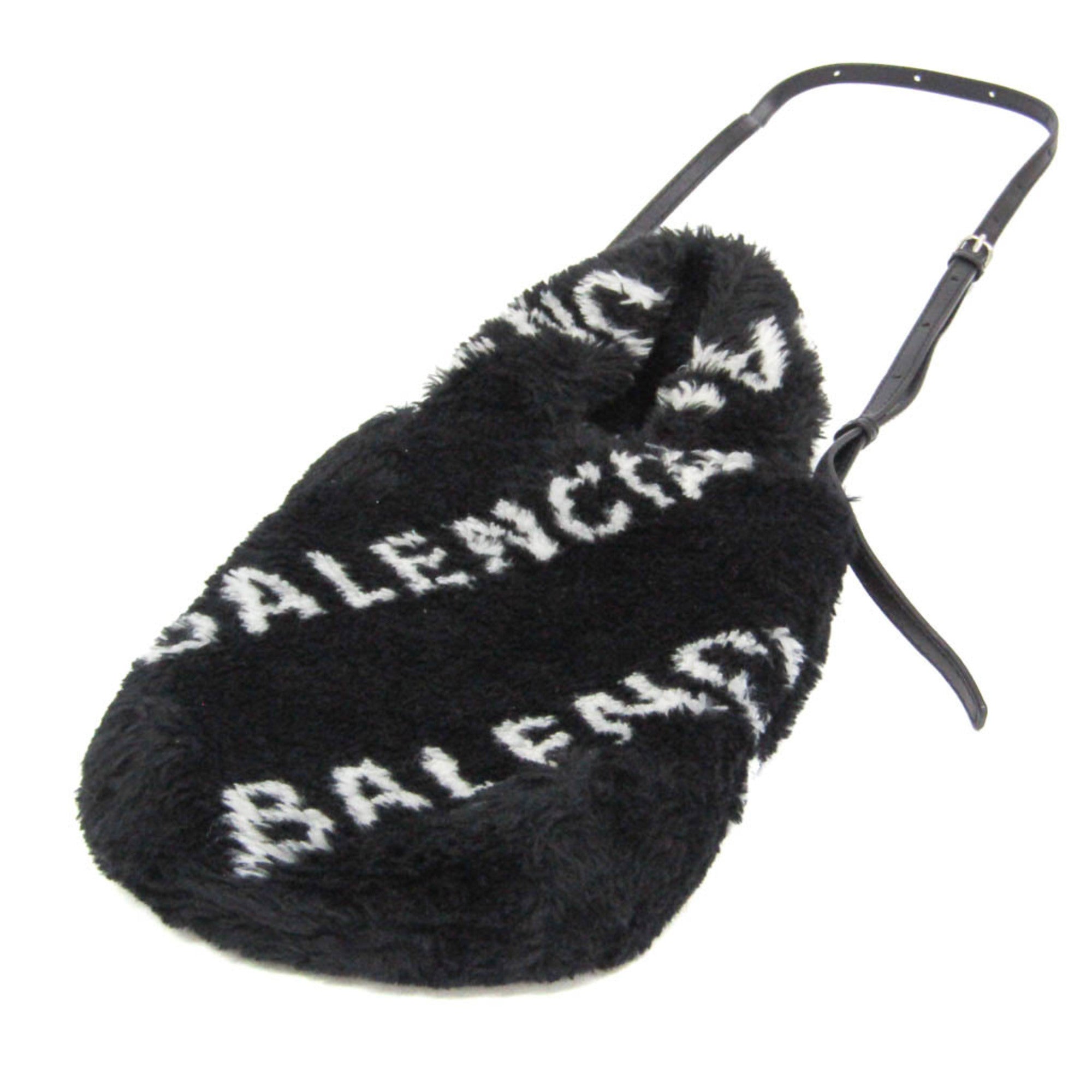 Balenciaga Everyday Phone Holder 596564 Women's Leather,Faux Fur Handbag,Shoulder Bag Black,White — Like New