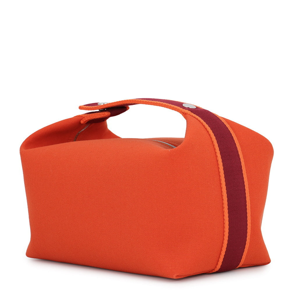 Hermes handbag pouch Bride à Black GM Orange Feu canvas HERMES — Like New