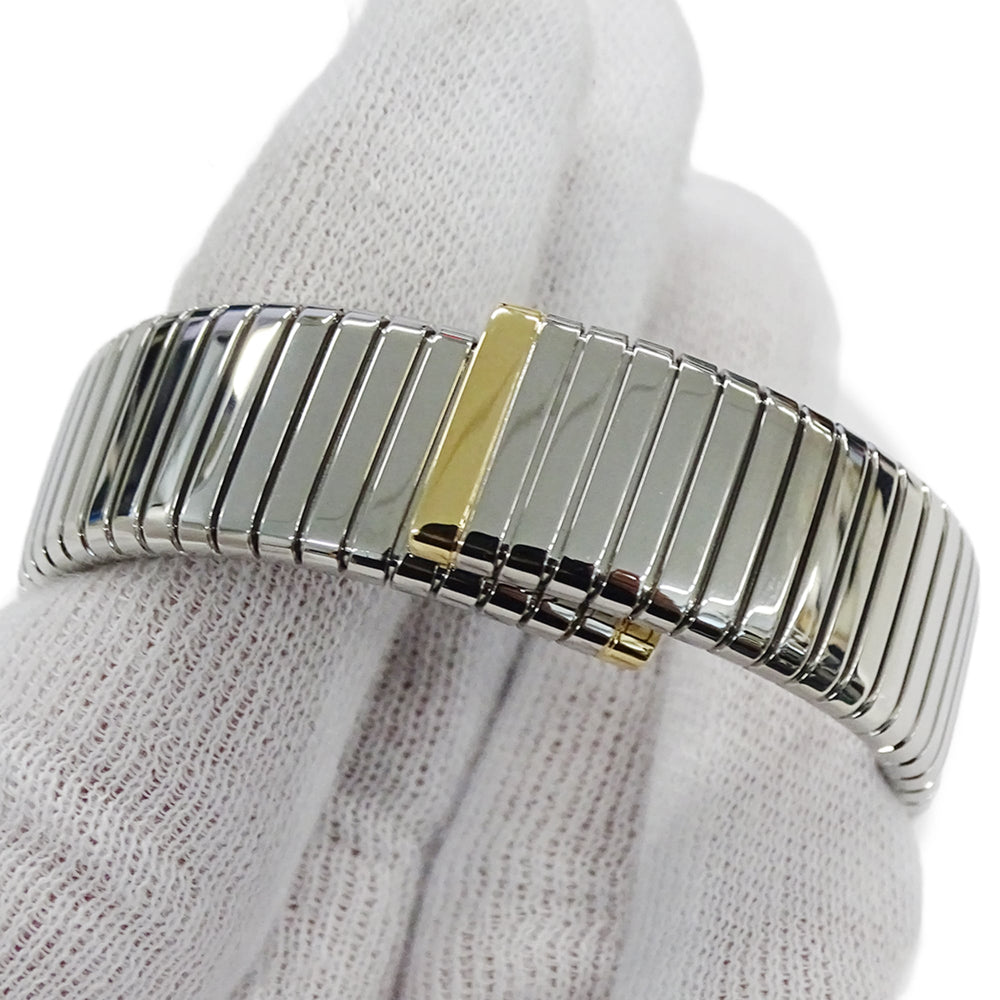 Bulgari BVLGARI Women's Watch, Brand: Tubogas, 12-Diamond Quartz Movement, 750YG (Yellow Gold) and 18K Stainless Steel (SS), Size L, Bangle, Round. (BB232T) — Good