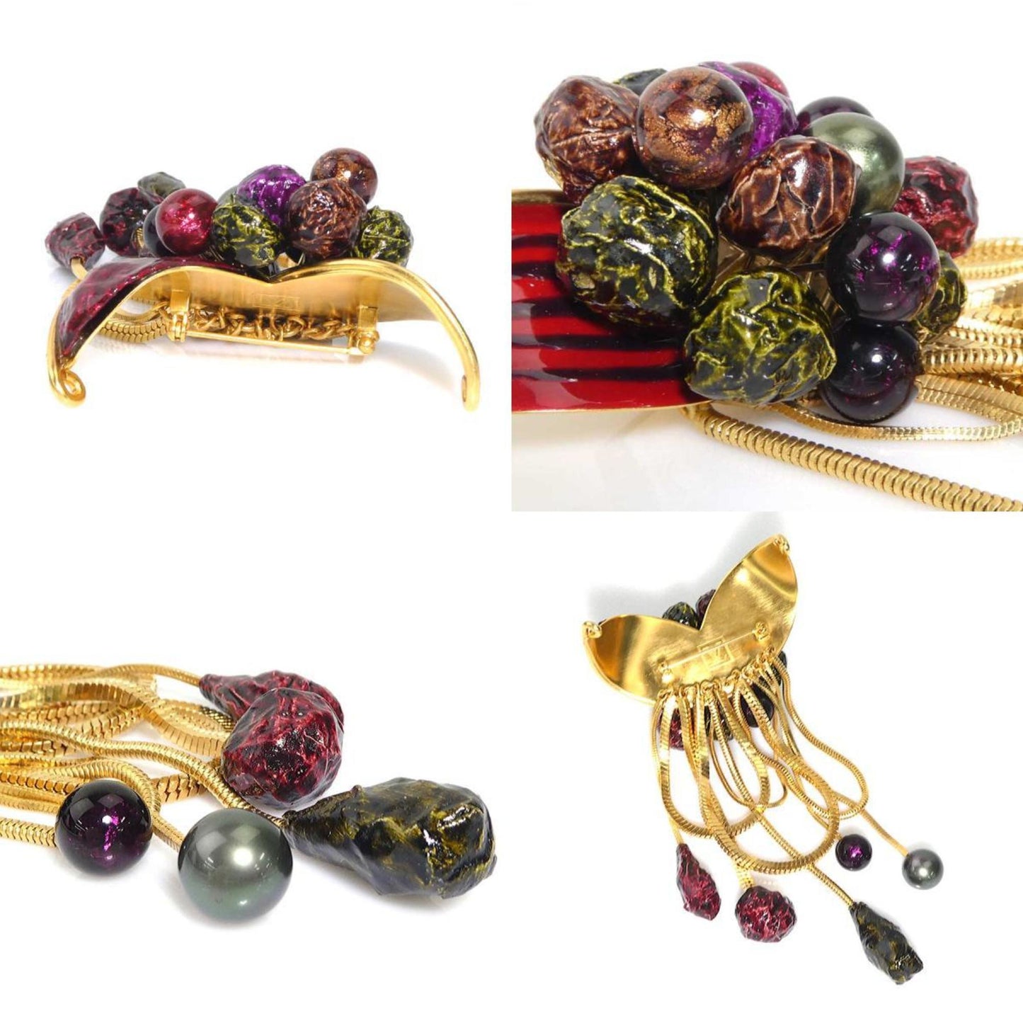 Louis Vuitton LOUIS VUITTON Brooch Metal Gold x Multicolor Women's r10412g