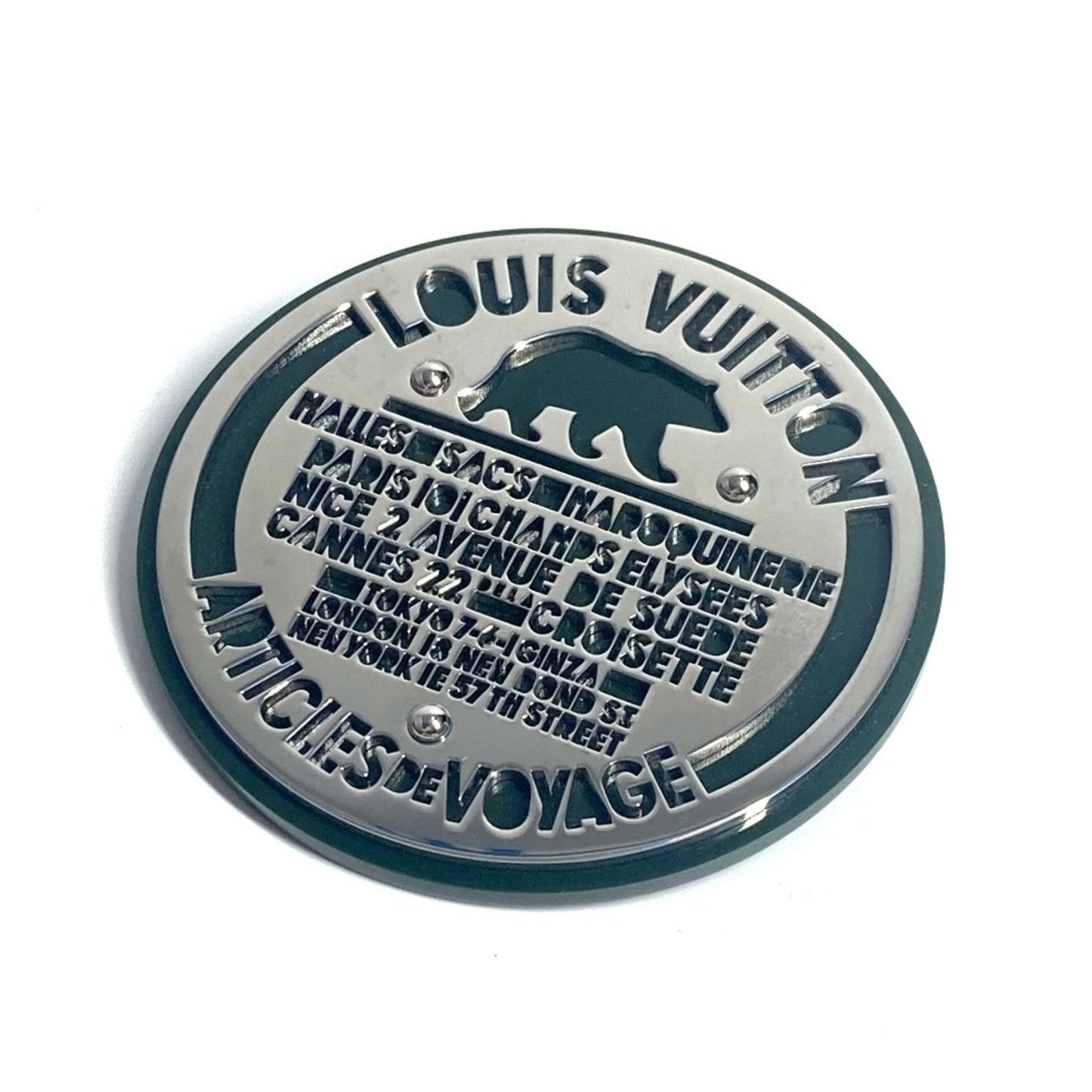 LOUIS VUITTON Not for Sale Novelty Logo Brooch, Plastic/Metal, Unisex, Khaki