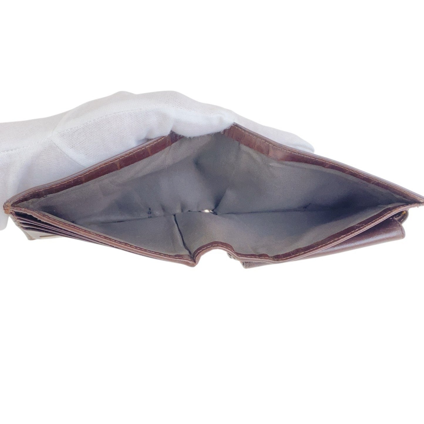 FENDI Zucca Brown Leather Canvas Wallet with Silver Hardware, Size 810 11018 6877, Compact for Women