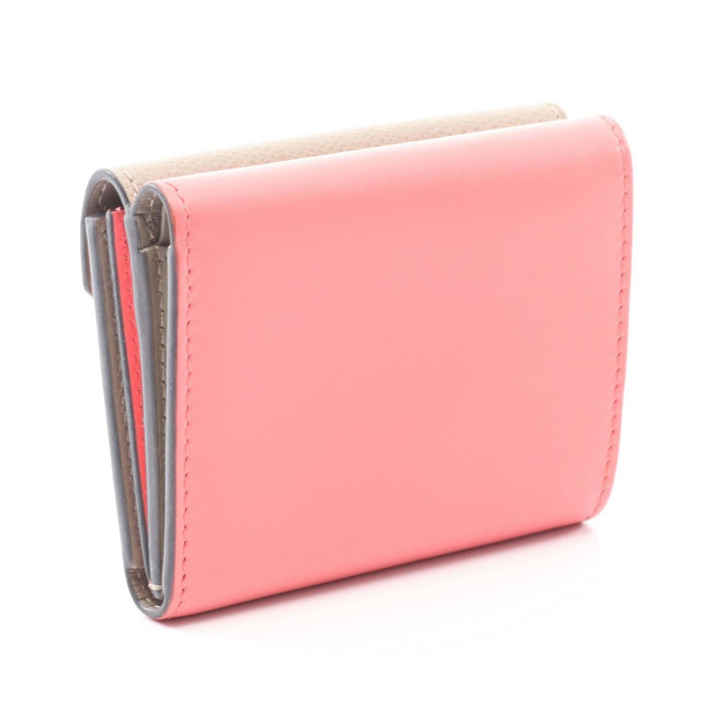 Fendi FF Diamond Tri-fold Wallet, Leather, Women's, Beige and Pink, 8M0480ALWA