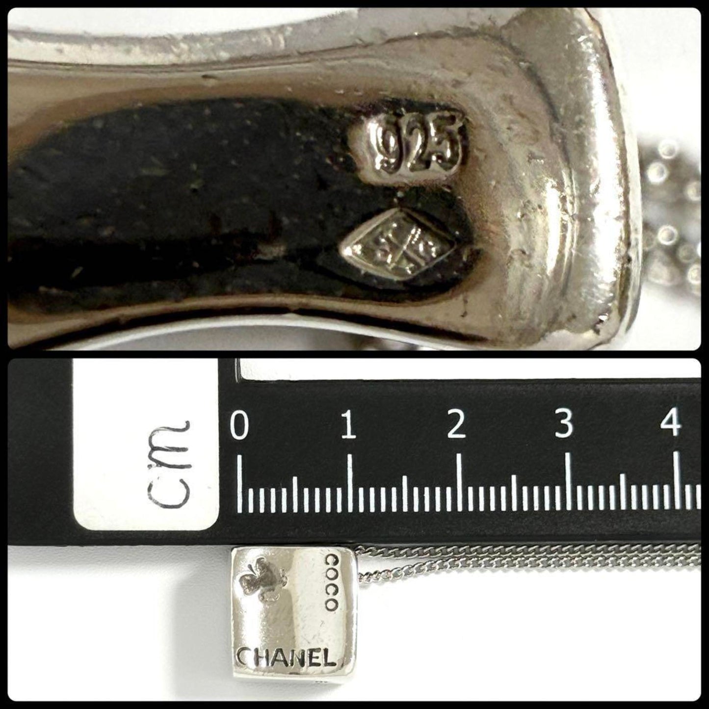 Chanel Pendant Necklace Silver Coco Camellia Reversible