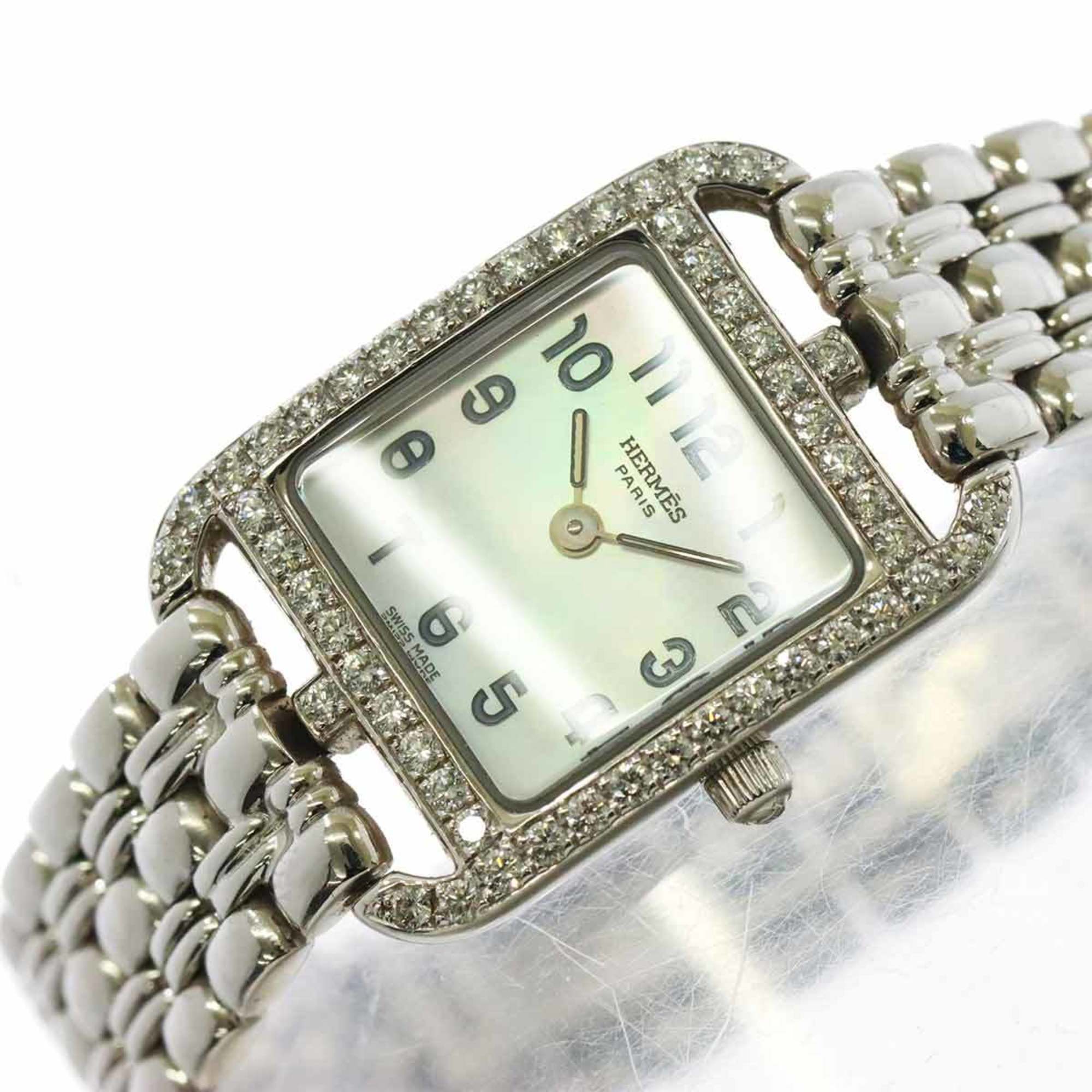 Hermes Cape Cod Mini CC1 192 Women's Watch, Diamond Bezel, White Shell, 18K Gold, Solid Quartz Watch — Very Good