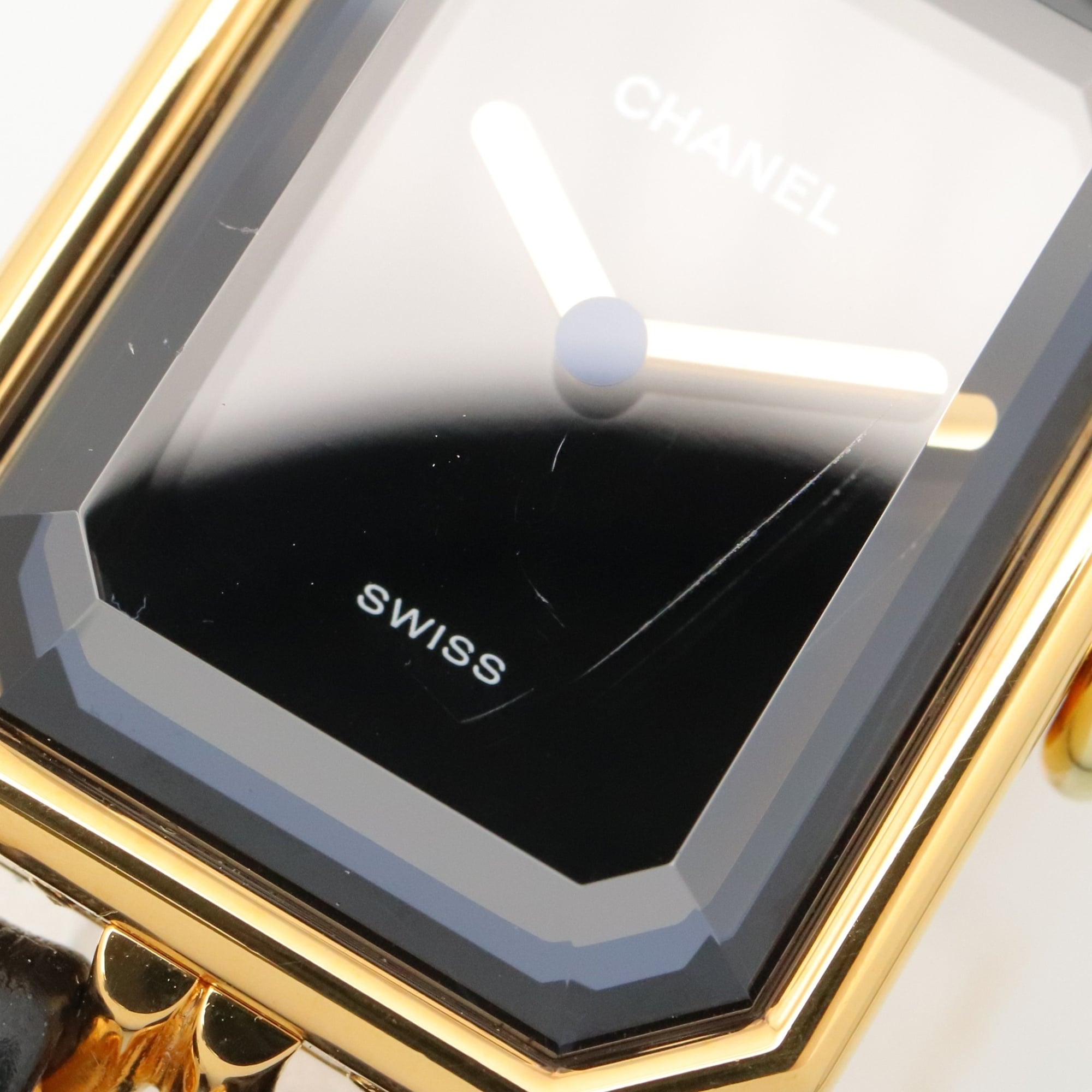 Chanel CHANEL Première M Watch, Gold Plated Leather, Women's, Black, H0001 — Very Good