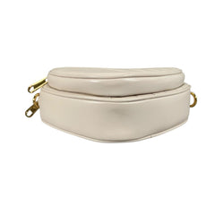 Gucci shoulder bag, heart chain, interlocking G design, leather, 751628, white — Like New