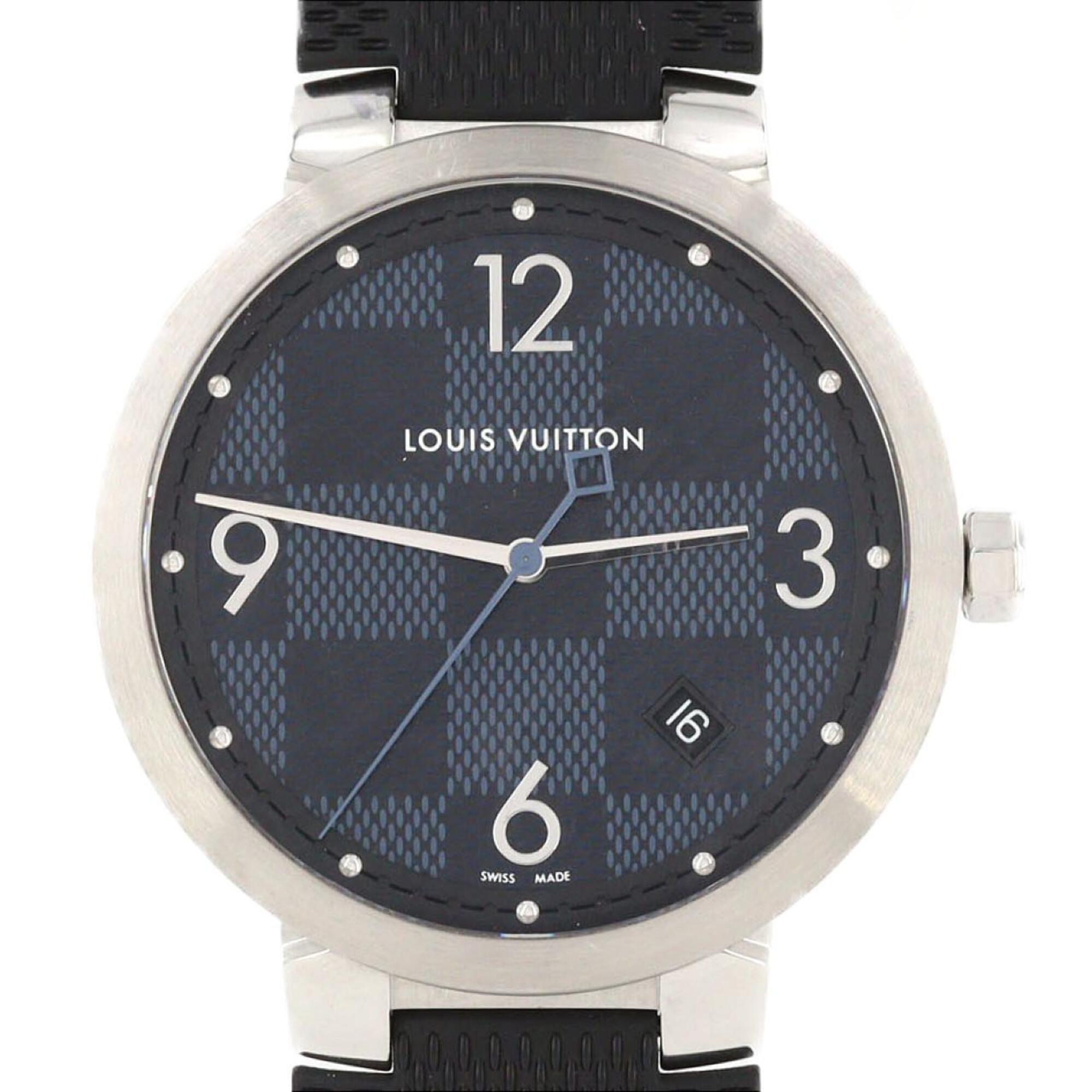 Louis Vuitton Tambour Slim Damier QA026 SS Quartz Watch — Good