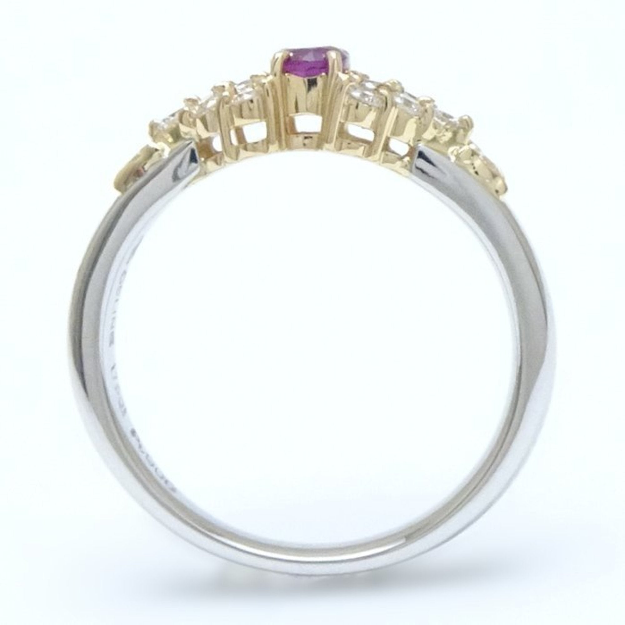 CELINE Ring, 0.34ct Ruby, 0.25ct Diamond, Pt900 Platinum x 18KYG, 292606