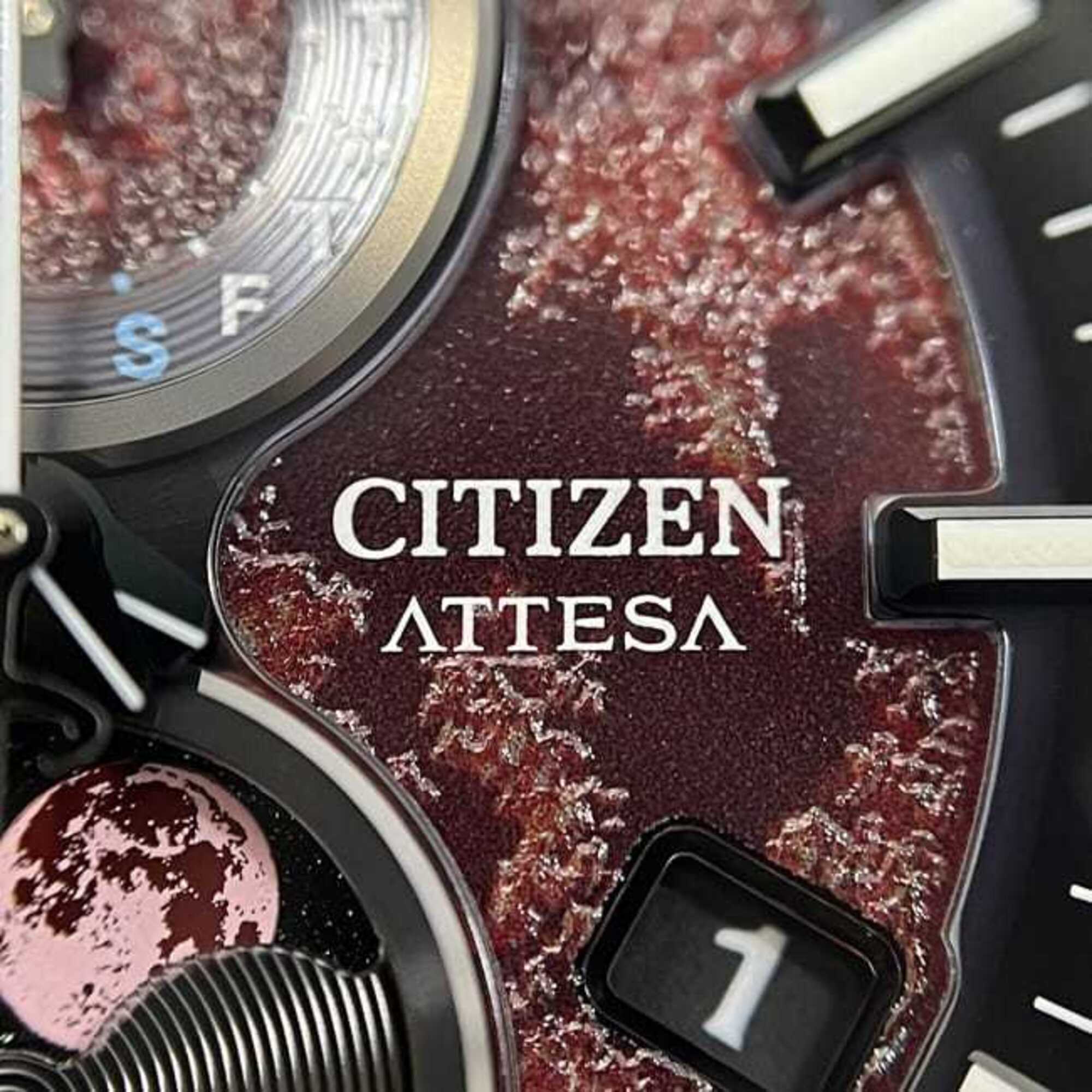 Citizen Attesa Red Black Eco-Drive Watch BY1005-73Z H874-005HK02 Men's Titanium Quartz Radio-Controlled Solar 5D203**** CITIZEN Day-Date — Very Good