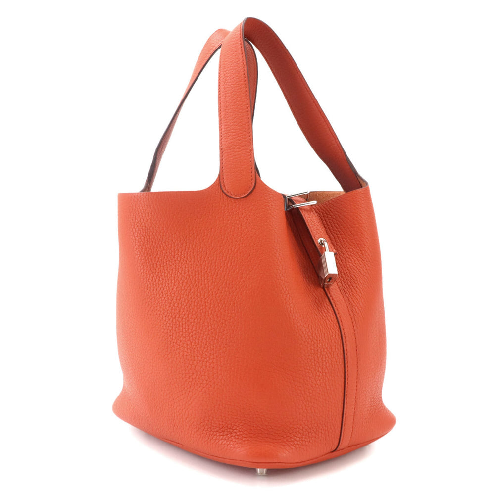 Piko Hermes Picotin Lock 22 MM Handbag, Taurillon Clemence Leather, Terre Batue, X Stamp, Silver Hardware — New - Store Return