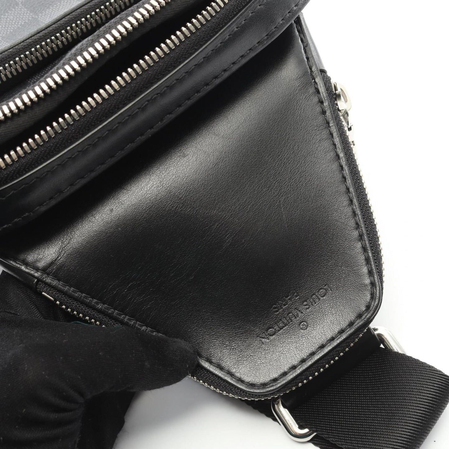 Louis Vuitton Avenue Sling Bag, Waist Body Coated Canvas Leather with Damier Graphite Finish, Men's, Black, N45302