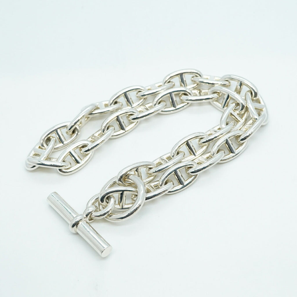 Hermes Hermès Chaine d'Ancre Necklace, GM, 29 Links, Silver 925, Men's/Women's