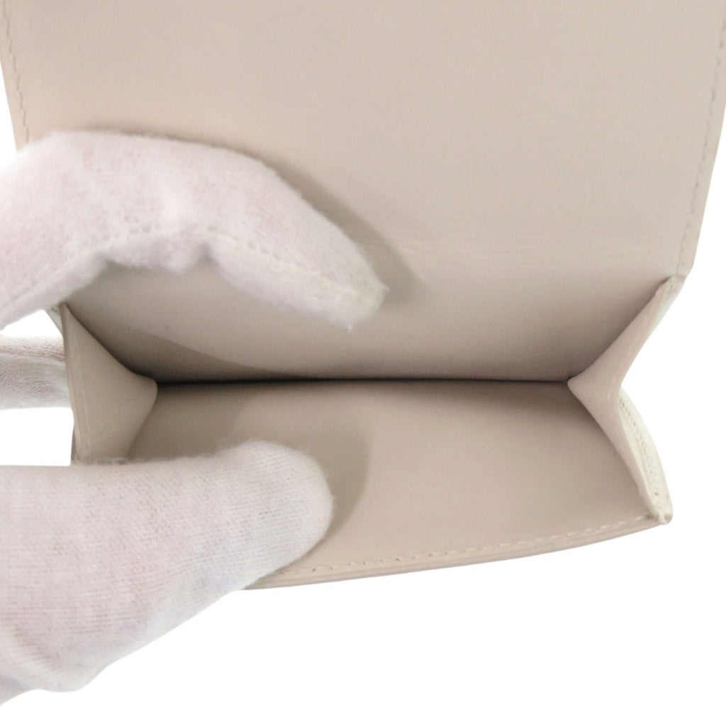 Like new Bottega Veneta Leggero Compact Wallet 515385 in calfskin BIANCO MIST ivory tri-fold wallet 2084 BOTTEGAVENETA