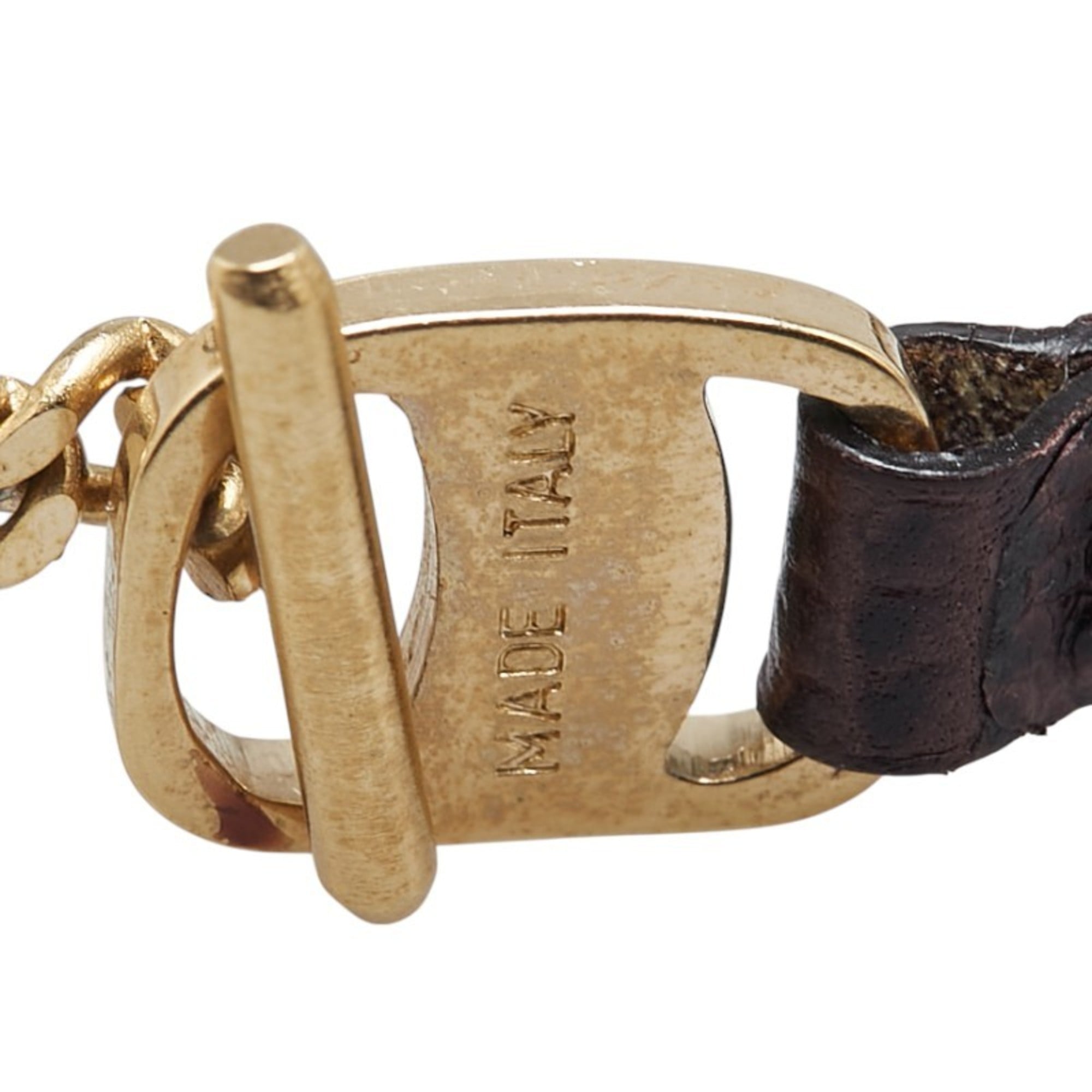 Salvatore Ferragamo Women's Brown Gold Plated Leather Bracelet