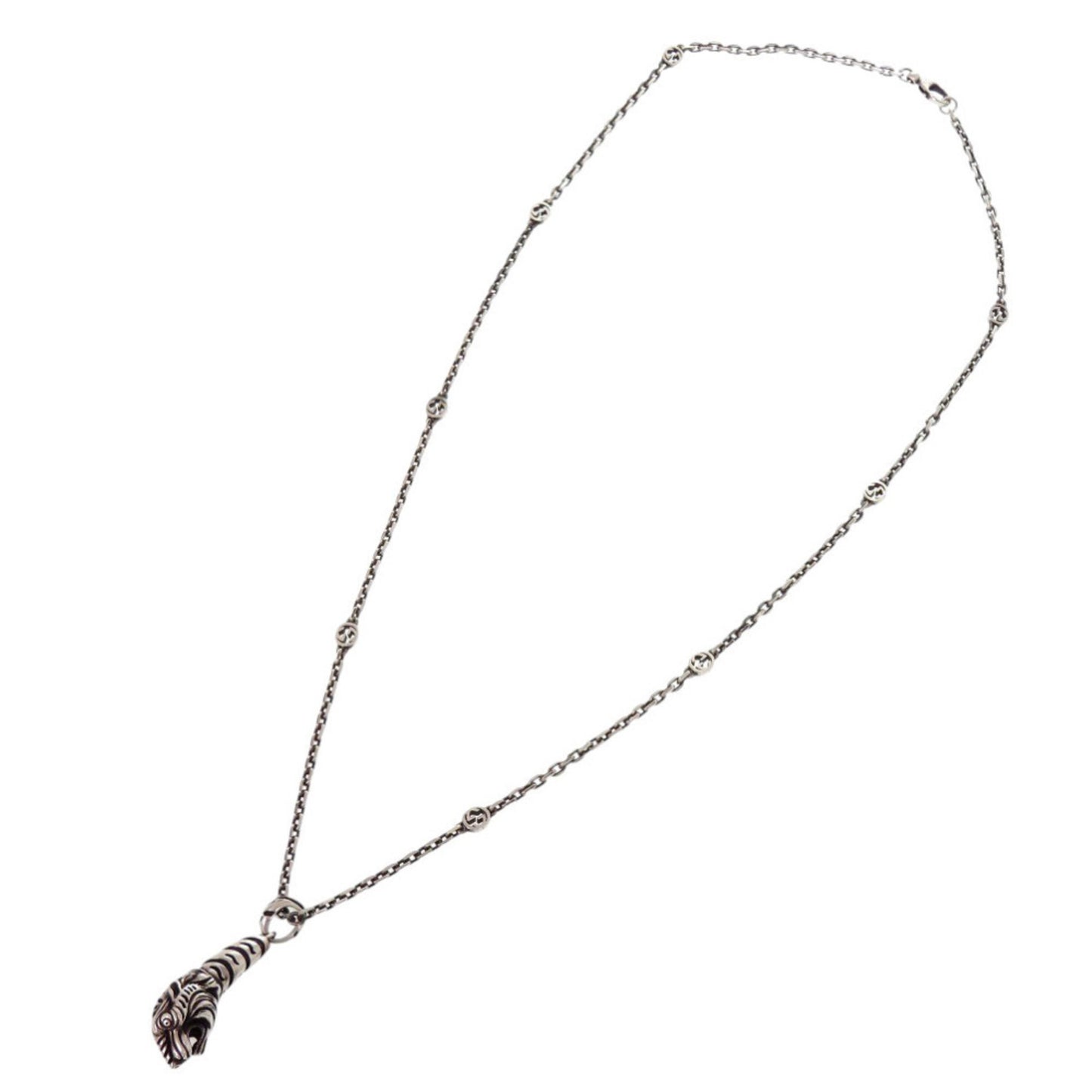 Like new Gucci Tiger Head Interlocking G Necklace in 925 Sterling Silver 1361 GUCCI